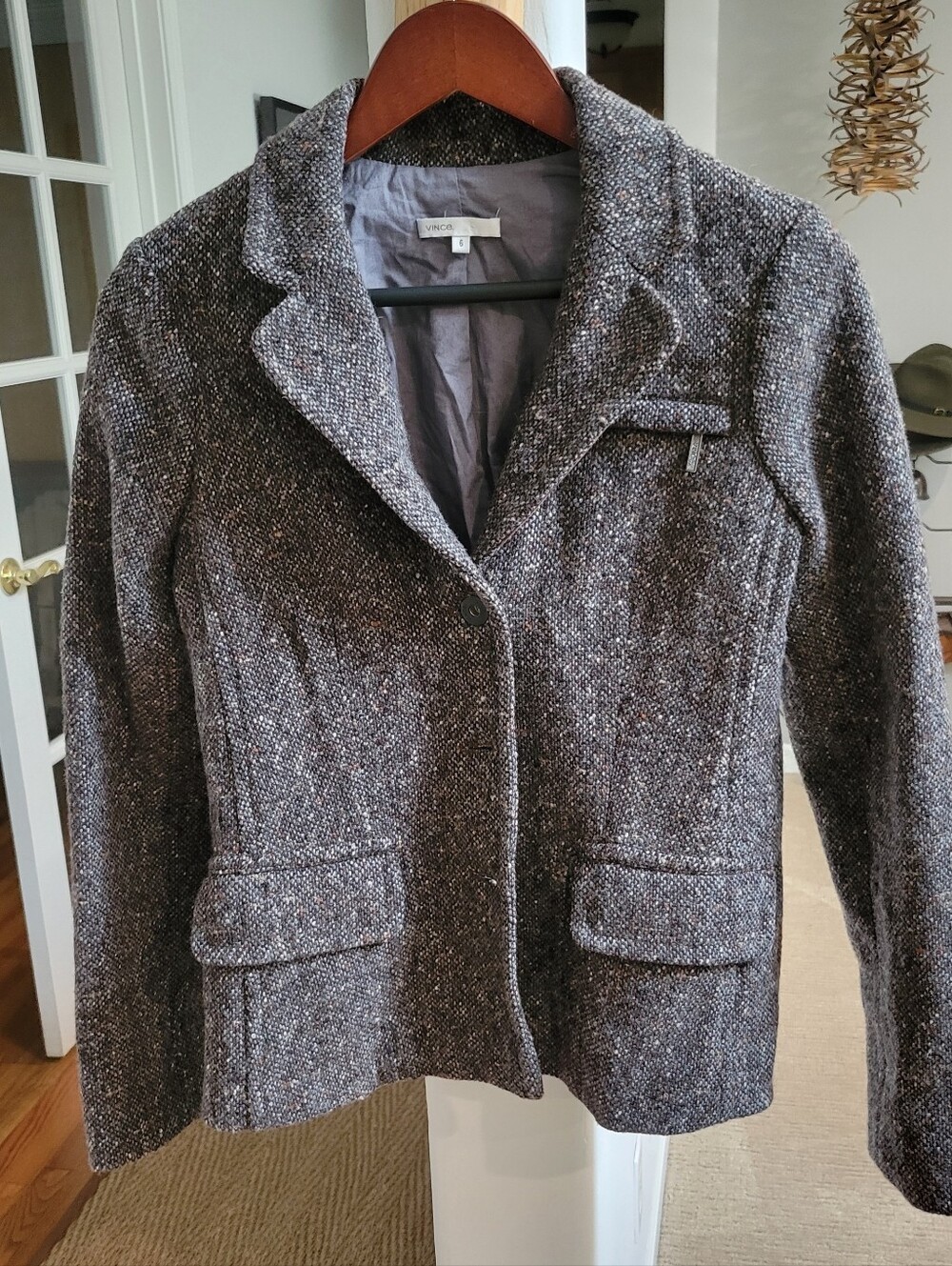 VINCE Blazer Womens 6 Blazer/ Jacket Dark Gray Wool Sports/ Coat /Casual Ladies